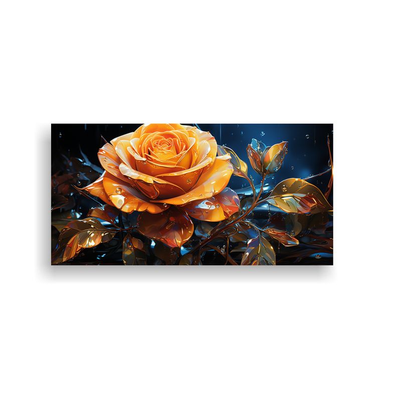 GENERICO - Cuadro Decorativo Lienzo Dibujo De Una Rosa Amarilla Brillan 160x80cm