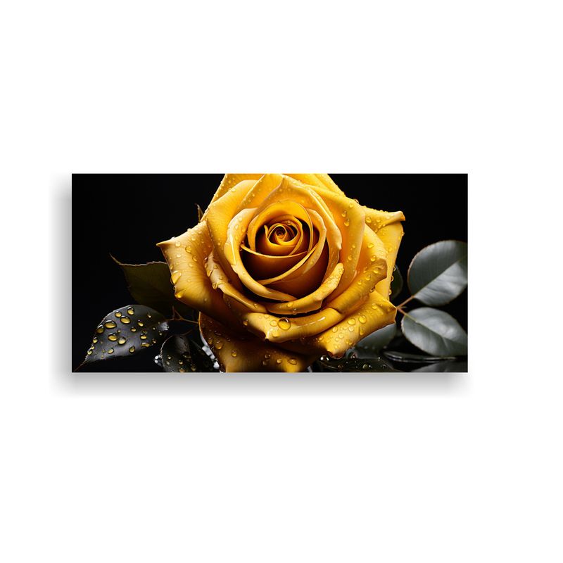 GENERICO - Cuadro De Tela Estilo Galería Con Imagen De Una Rosa Amaril 160x80cm