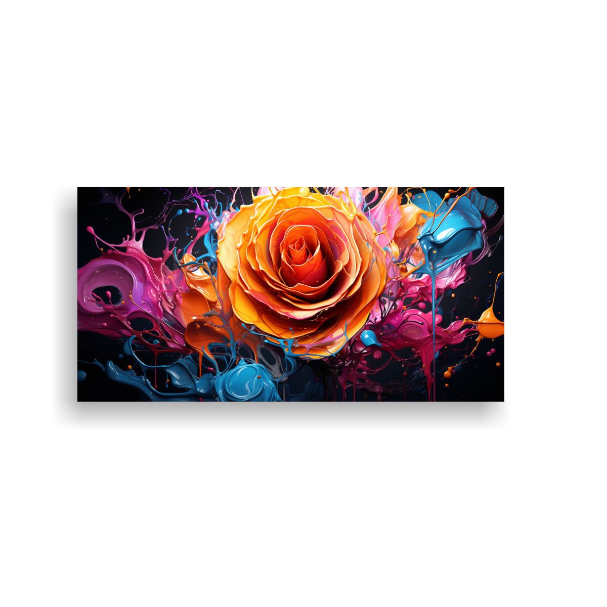 GENERICO - Pintura Decorativa Enigmática Multicolor Con Rosa Vibrante  160x80cm
