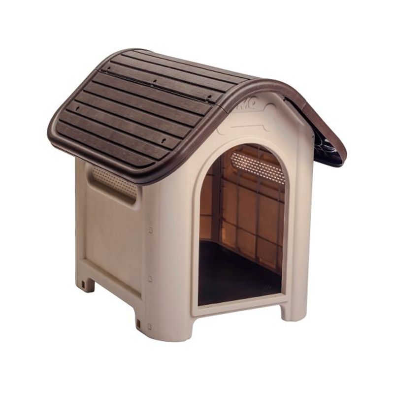 QRUBBER - Casa Mascotas Perro Raza Mediana Café Oscuro MQ QRubber