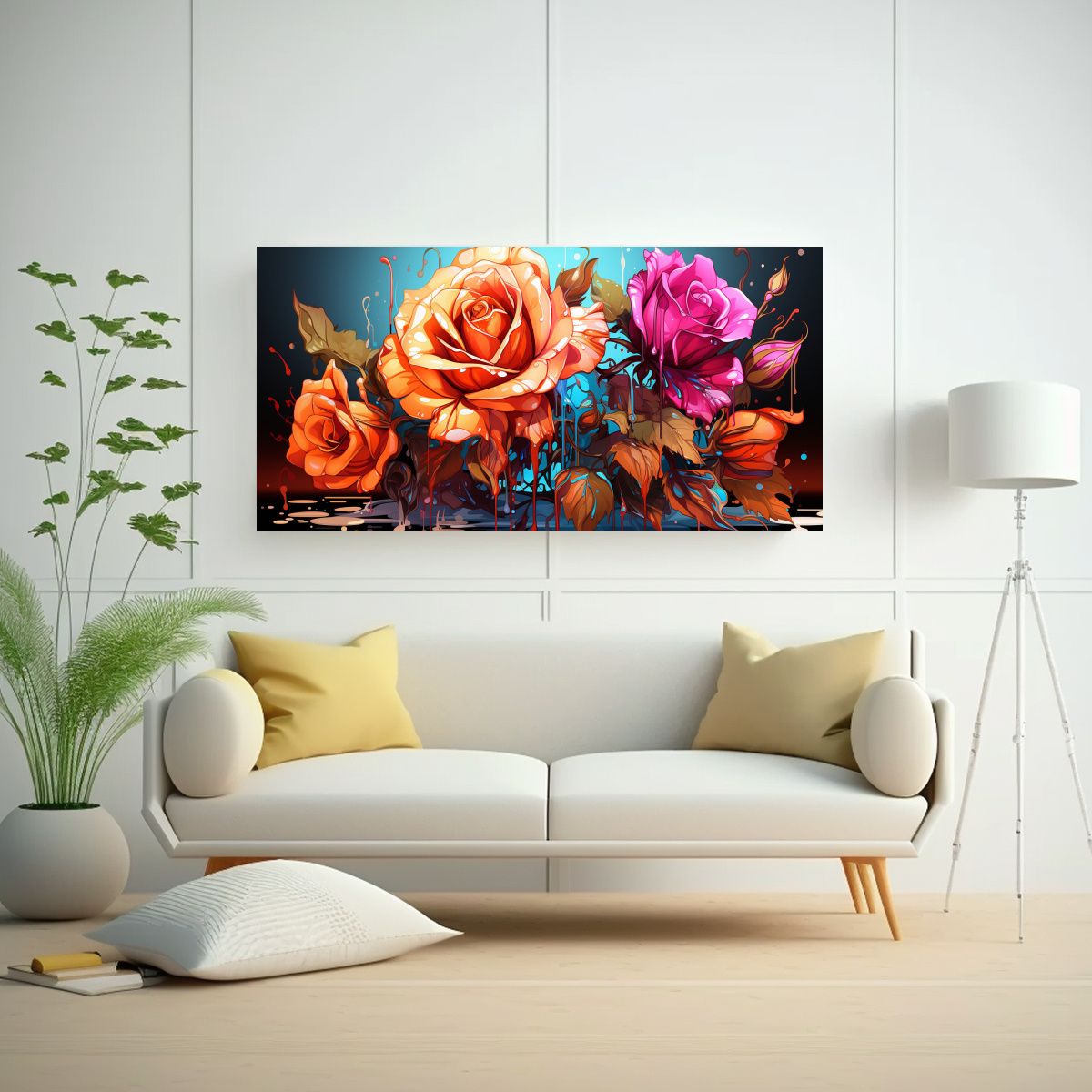 GENERICO - Pintura De Arte De Pared Neon Vibrante Concepto Simétrico R 160x80cm