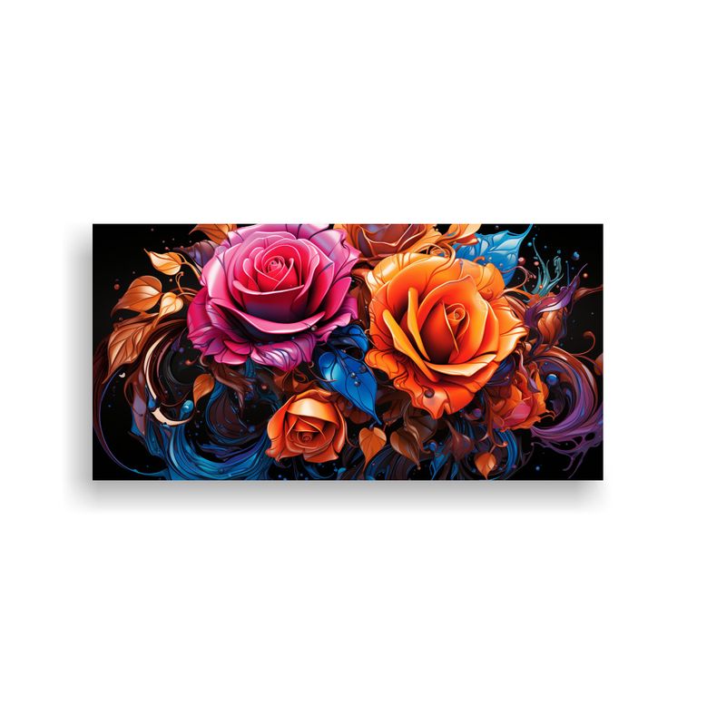 GENERICO - Pintura Decorativa Abstracta De Colores Vibrantes Con Rosa M 160x80cm