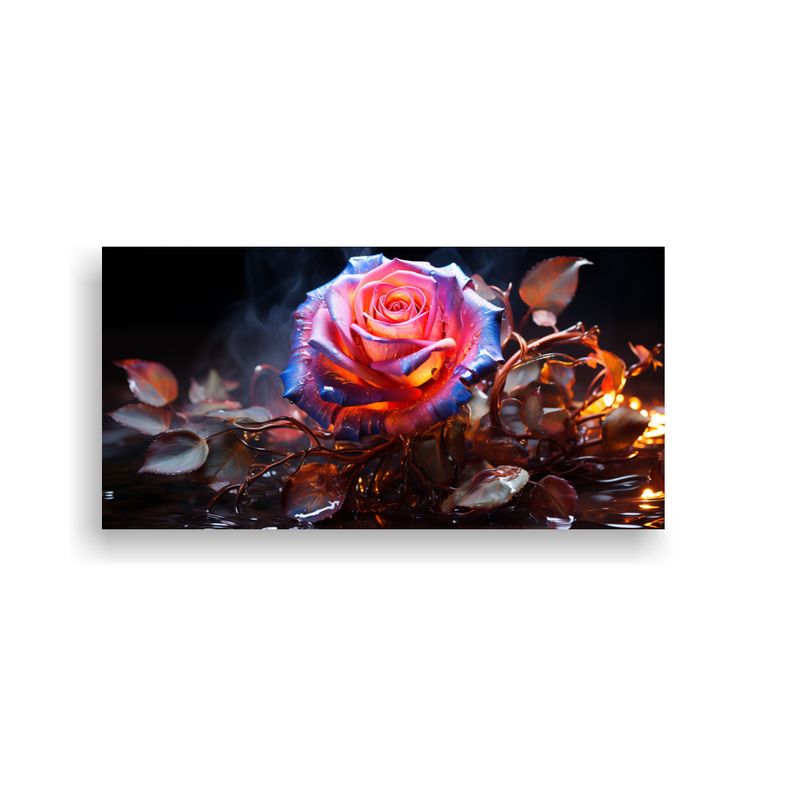 GENERICO - Cuadro Espectacular Con Rosa De Neón Disolviéndose En Agua 160x80cm