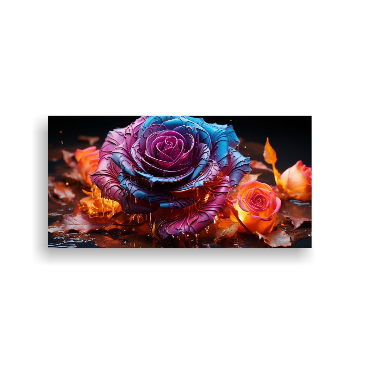 GENERICO - Cuadro Minimalismo Con Disolución De Rosa Neón En Agua, De 160x80cm