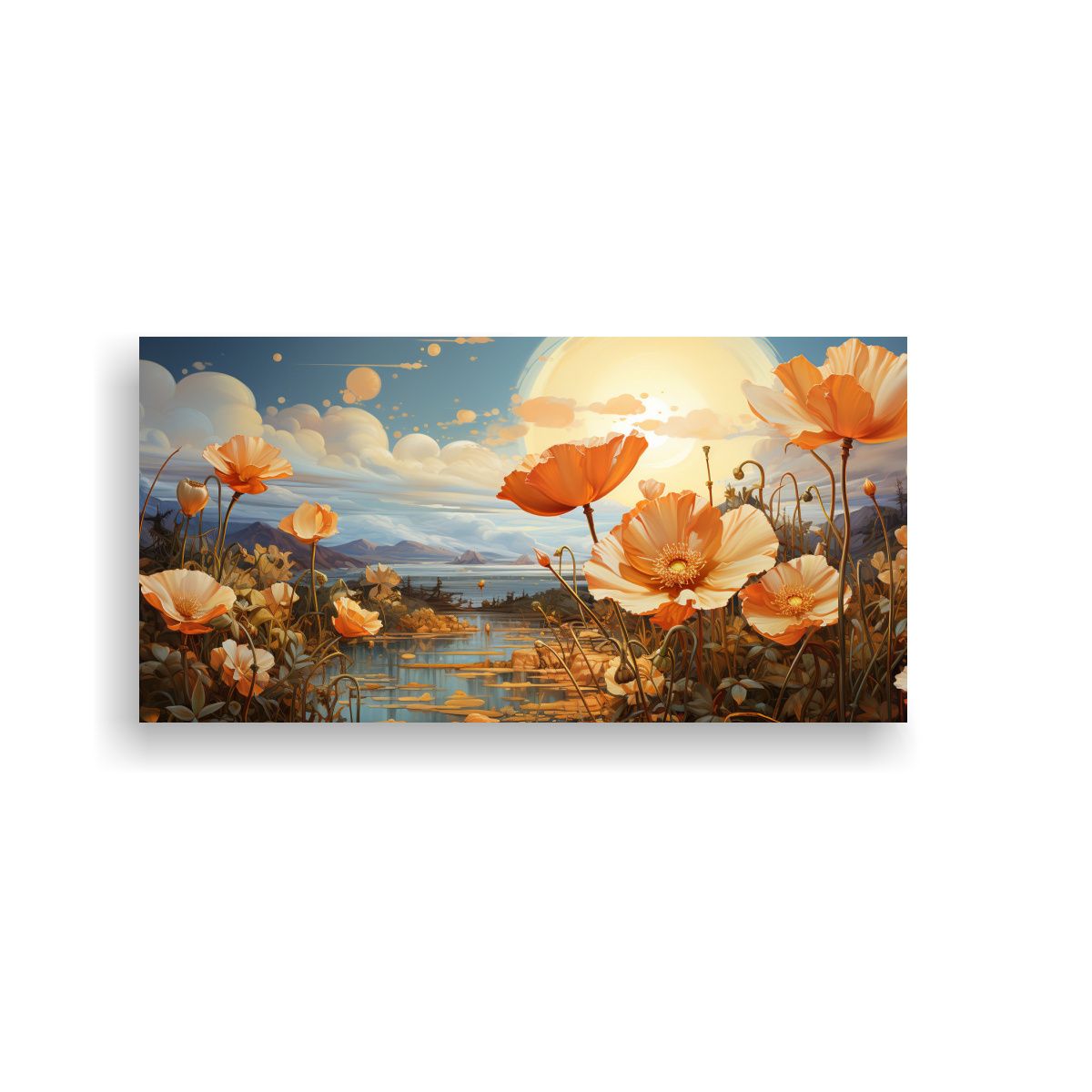 GENERICO - Cuadro Decorativo Lienzo Tonos Llamativos Flores Amarillas P 100x50cm