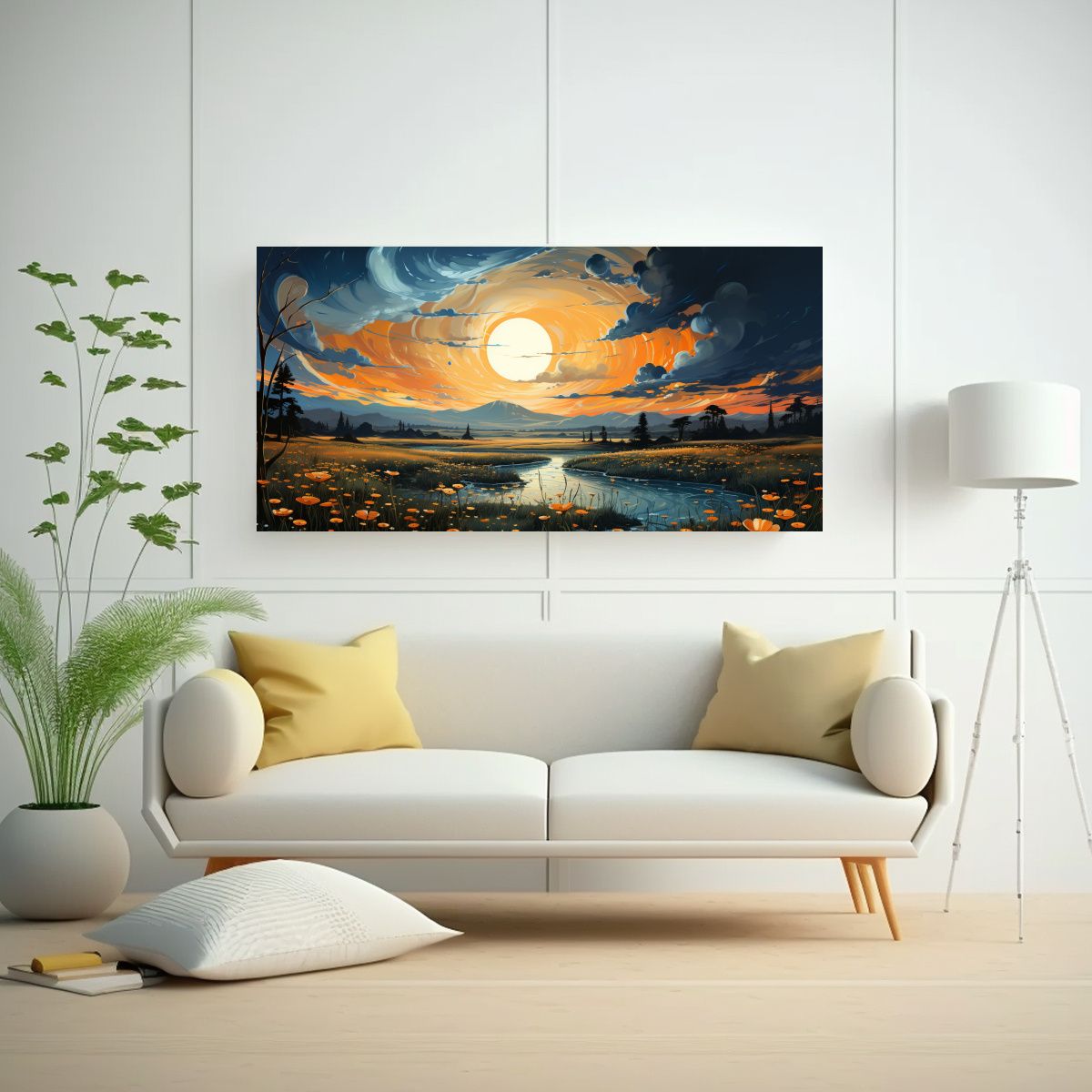 GENERICO - Pinturas Decorativas Intensidad Flores Amarillas En El Cielo 160x80cm