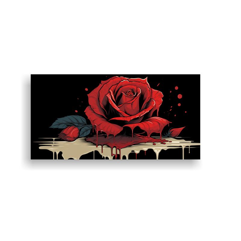 GENERICO - Pintura Decorativa En Lienzo De Tonos Intensos A Rosa Sangre 160x80cm