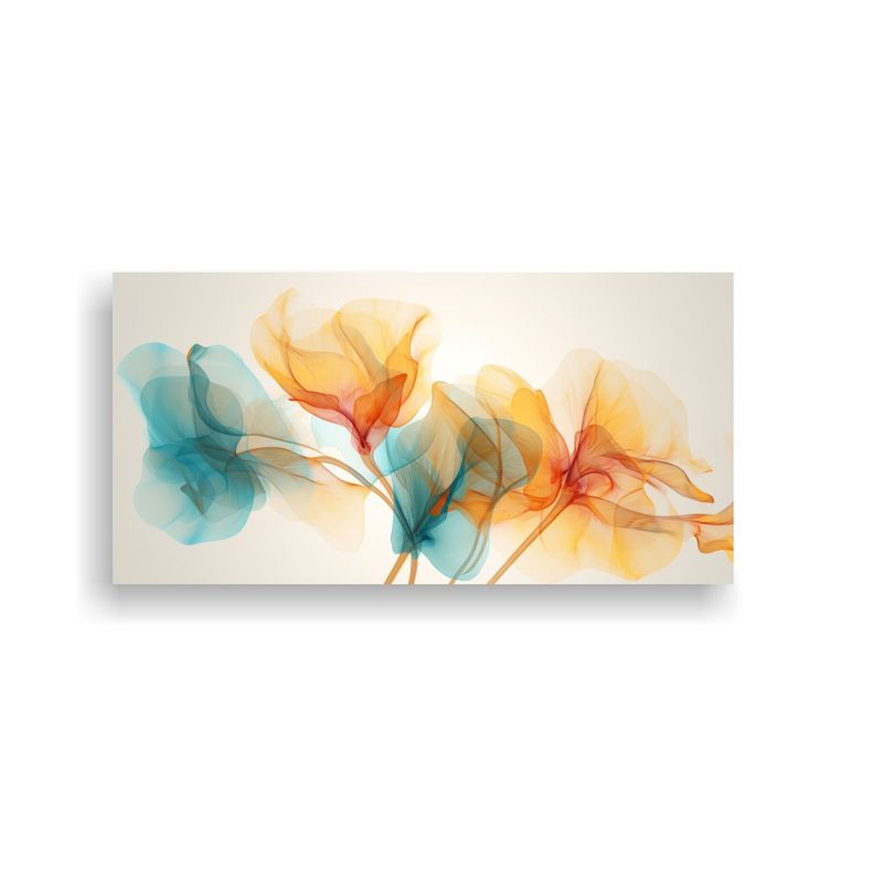 GENERICO - Cuadro Abstracto Decoración Comedor Coral Turquesa Amarillo 160x80cm
