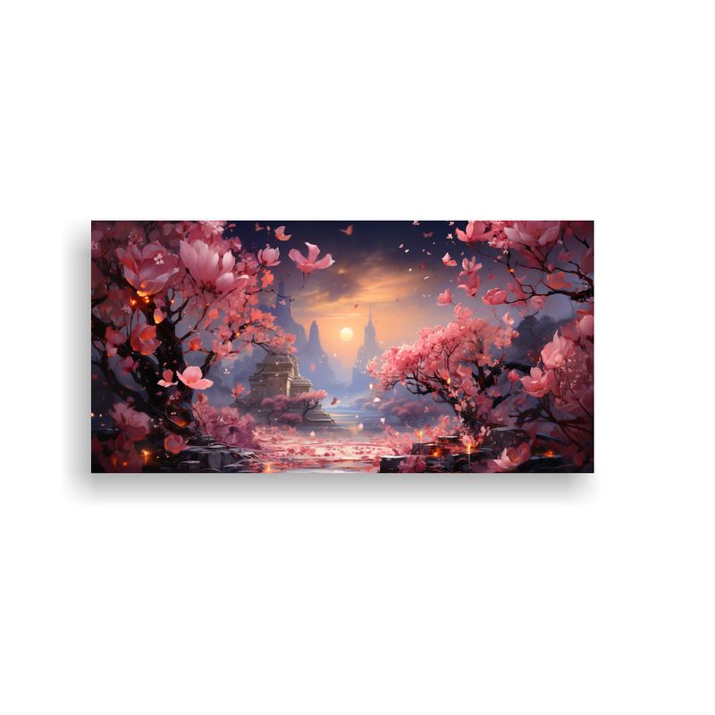 GENERICO - Pintura Decorativa De Delicadas Flores Rosas Emergiendo De U 160x80cm