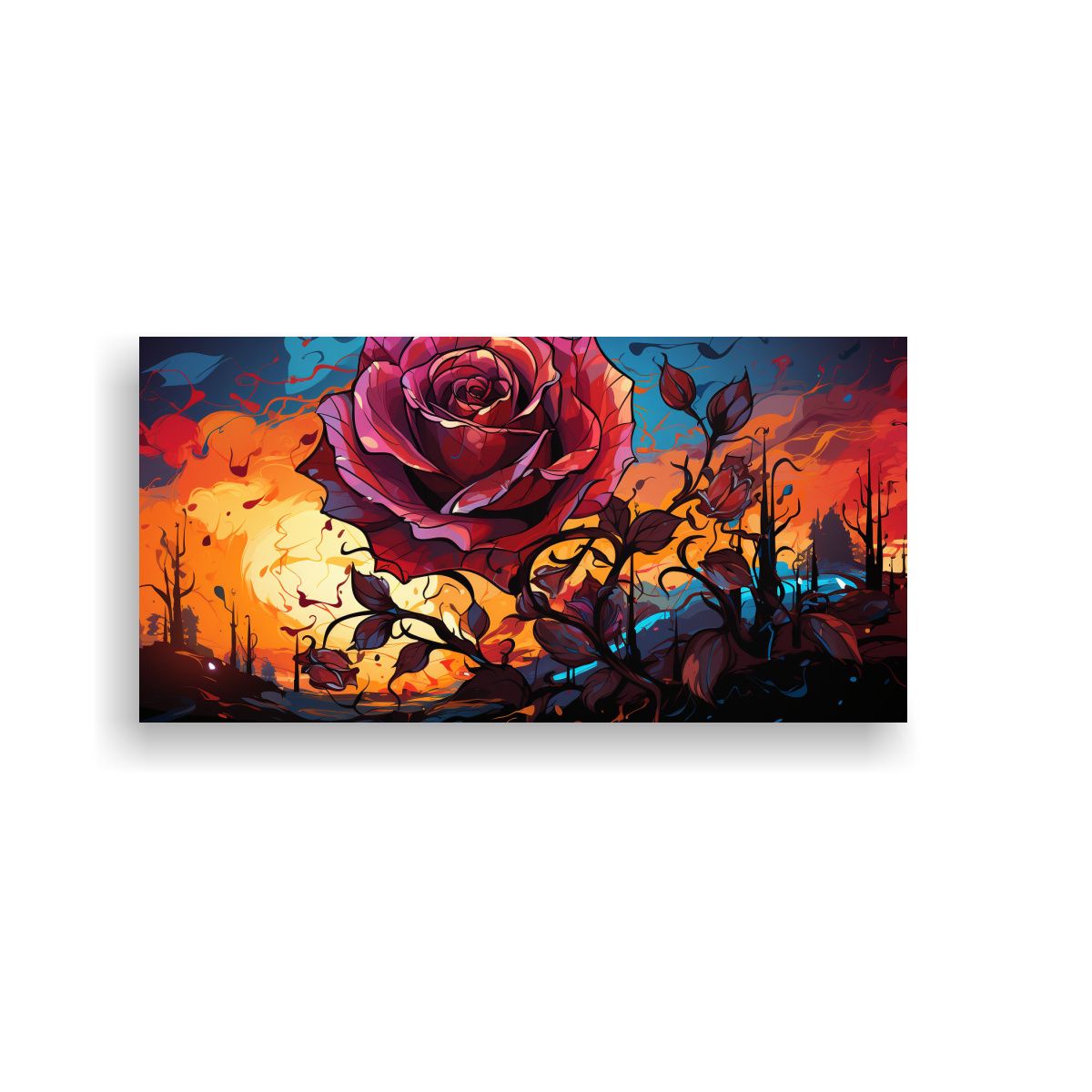 GENERICO - Pintura Decorativa De Arte Gráfico Estilo Graffiti Con Rosa 160x80cm.