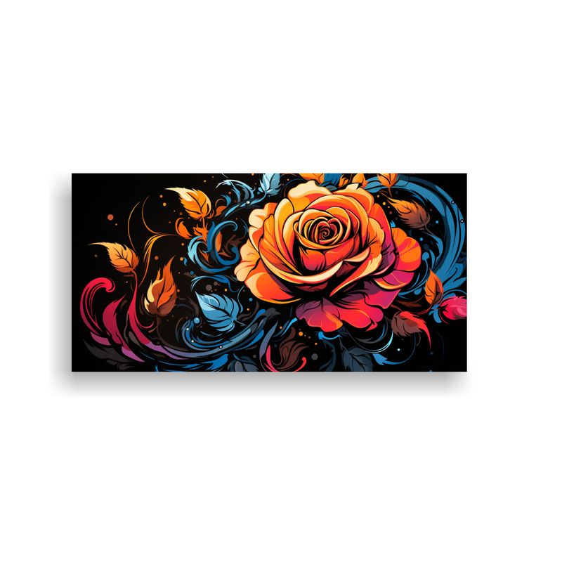 GENERICO - Pintura En Bastidor De Estilo Vintage, Diseño De Rosa En Es 160x80cm