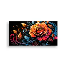 GENERICO - Pintura En Bastidor De Estilo Vintage, Diseño De Rosa En Es 160x80cm