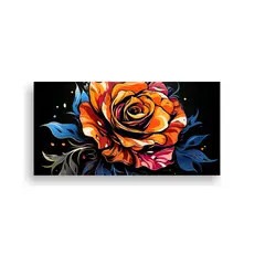 GENERICO - Cuadro Moderno Con Diseño De Un Flor De Rosa Estilo Graffit 160x80cm