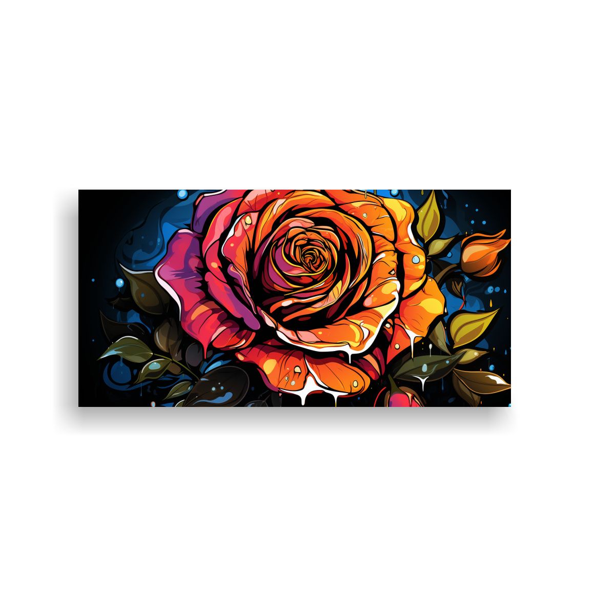 GENERICO - Cuadro De Tela Con Diseño De Rosa Estilo Graffiti, Intensa  160x80cm