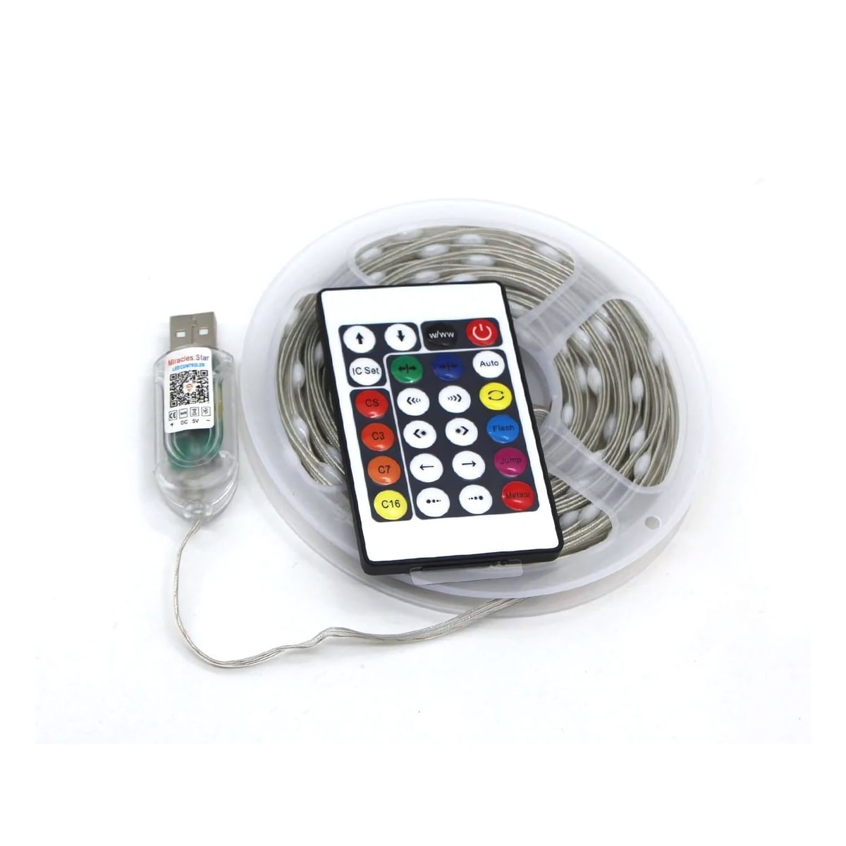 GENERICO - Tira Led 5 Metros Decorativa Rgb con Control Conexion Usb