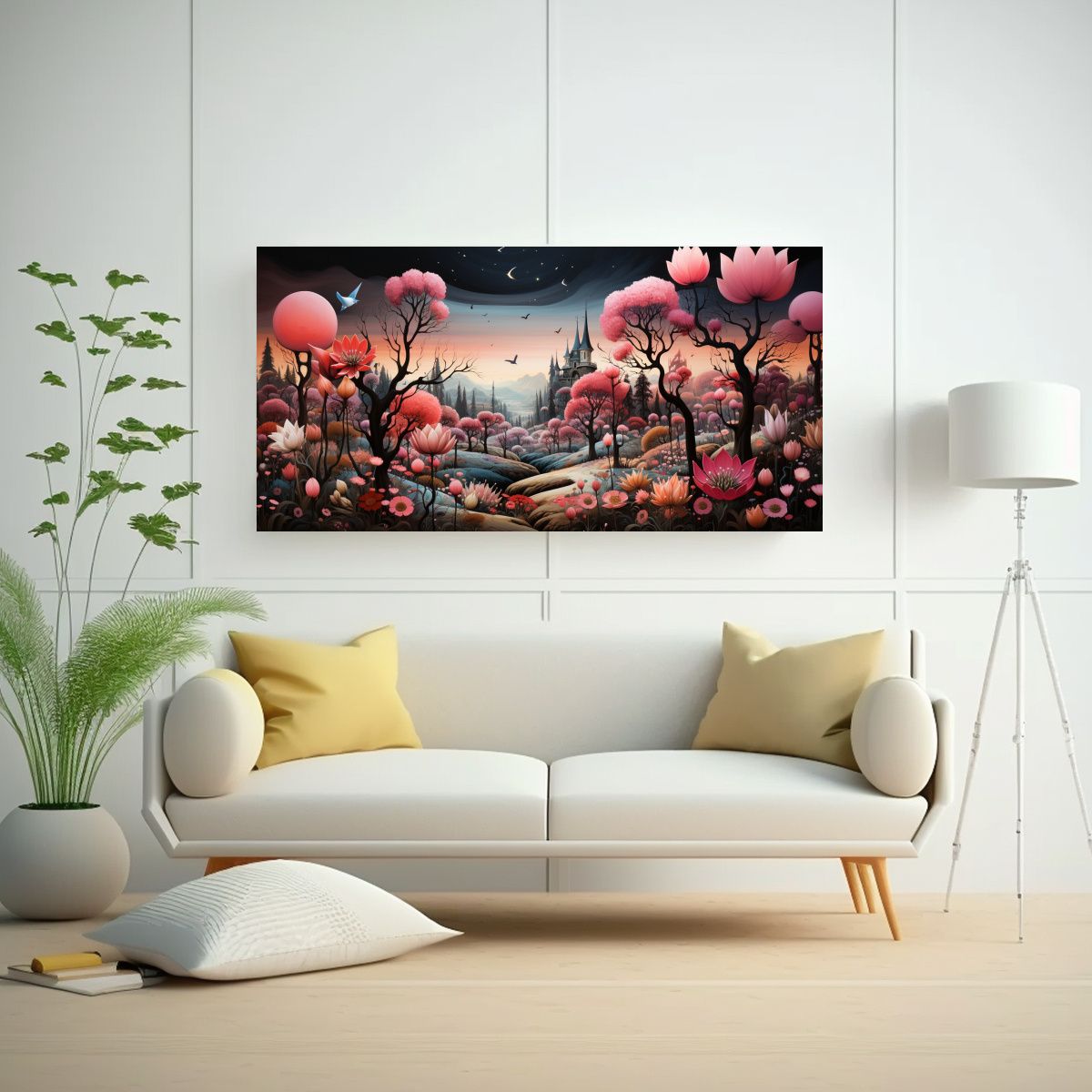 GENERICO - Lienzo Fotográfico De Tela Para Oficina Con Escena De Jard 160x80cm