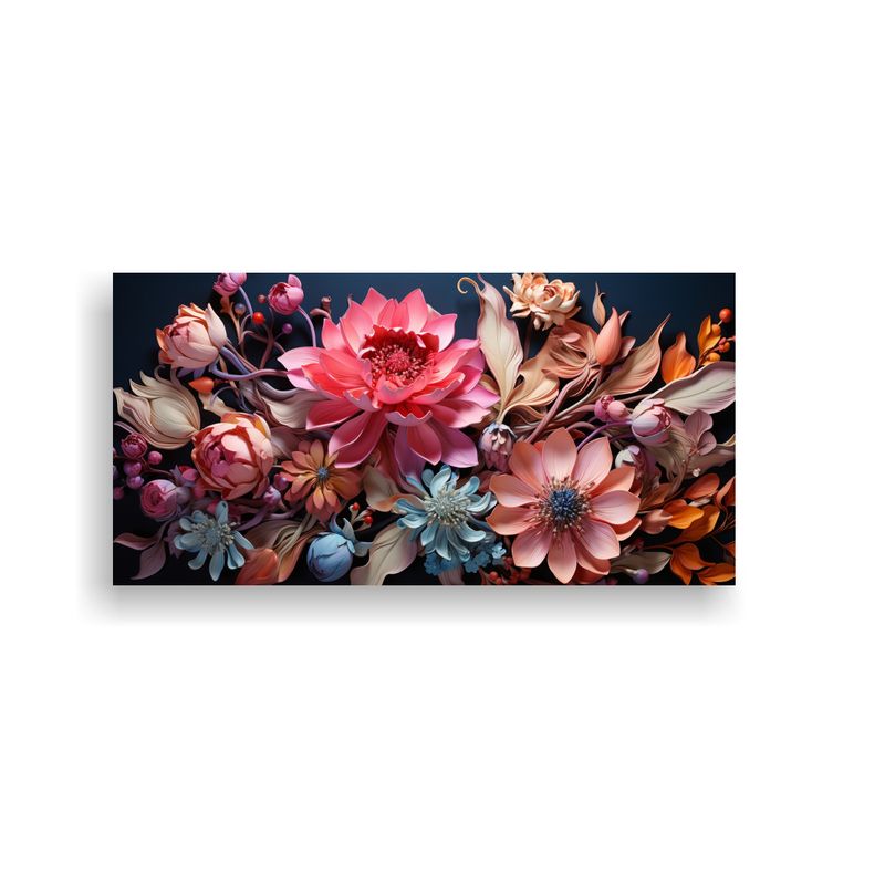 GENERICO - Cuadro Floral Rosa En Bastidor Estilo Galería: Un Vibrante  160x80cm