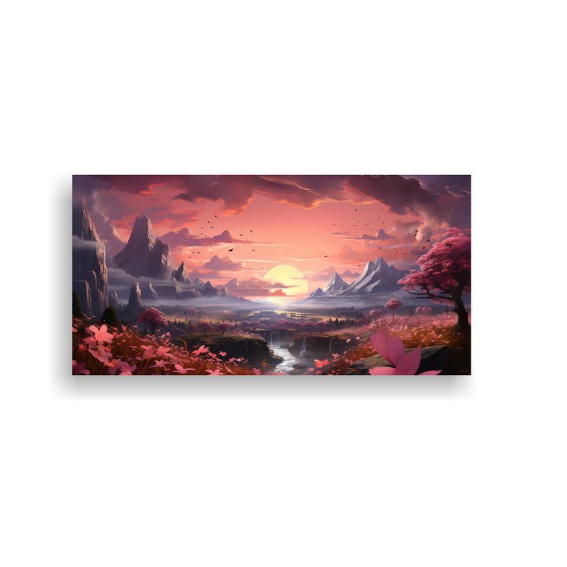 GENERICO - Cuadro Lienzo Dibujo Moderno Atardecer Pintura Decorativa Co 160x80cm