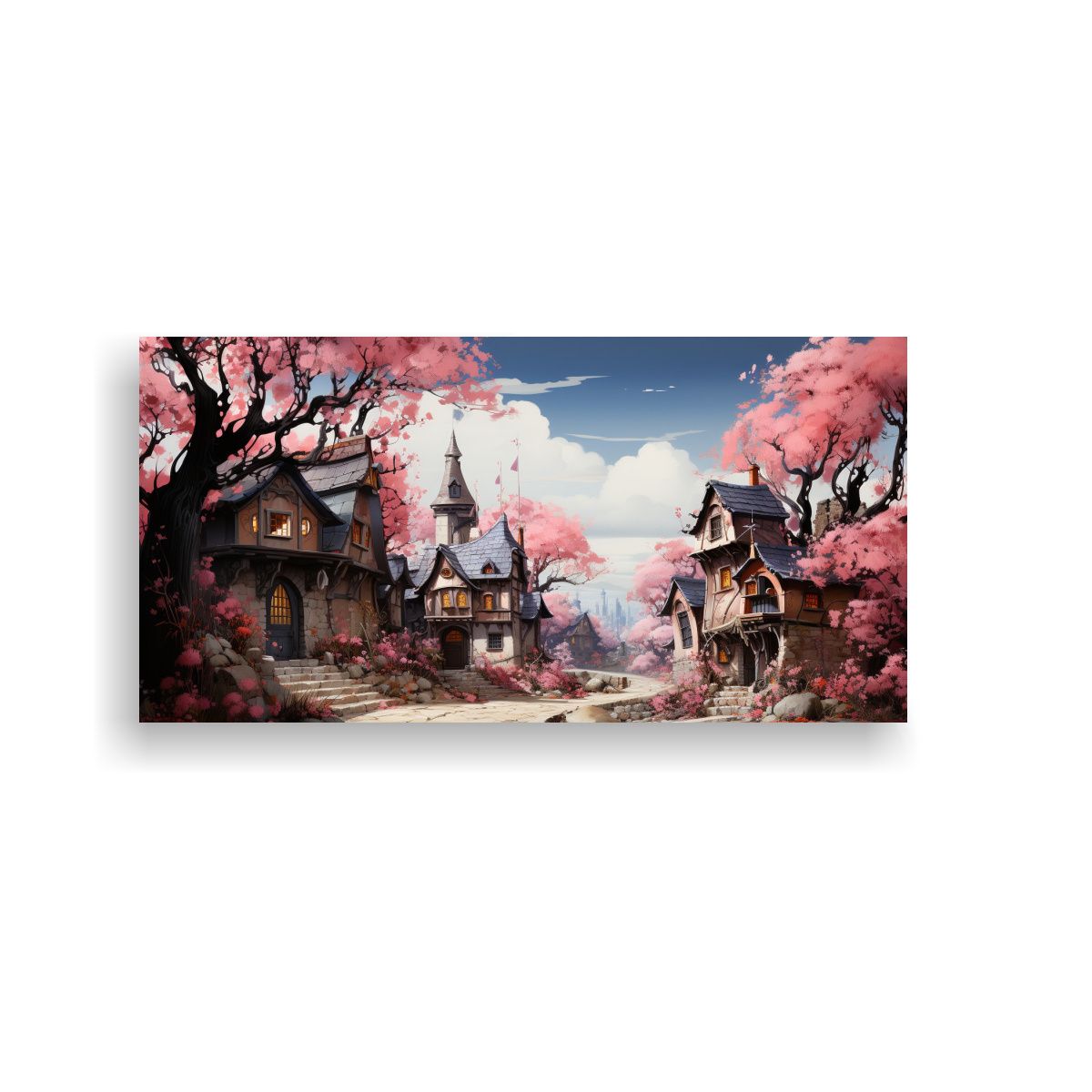 GENERICO - Tela Urbana En Bastidor Rodeada De Sobres Rosados 160x80cm