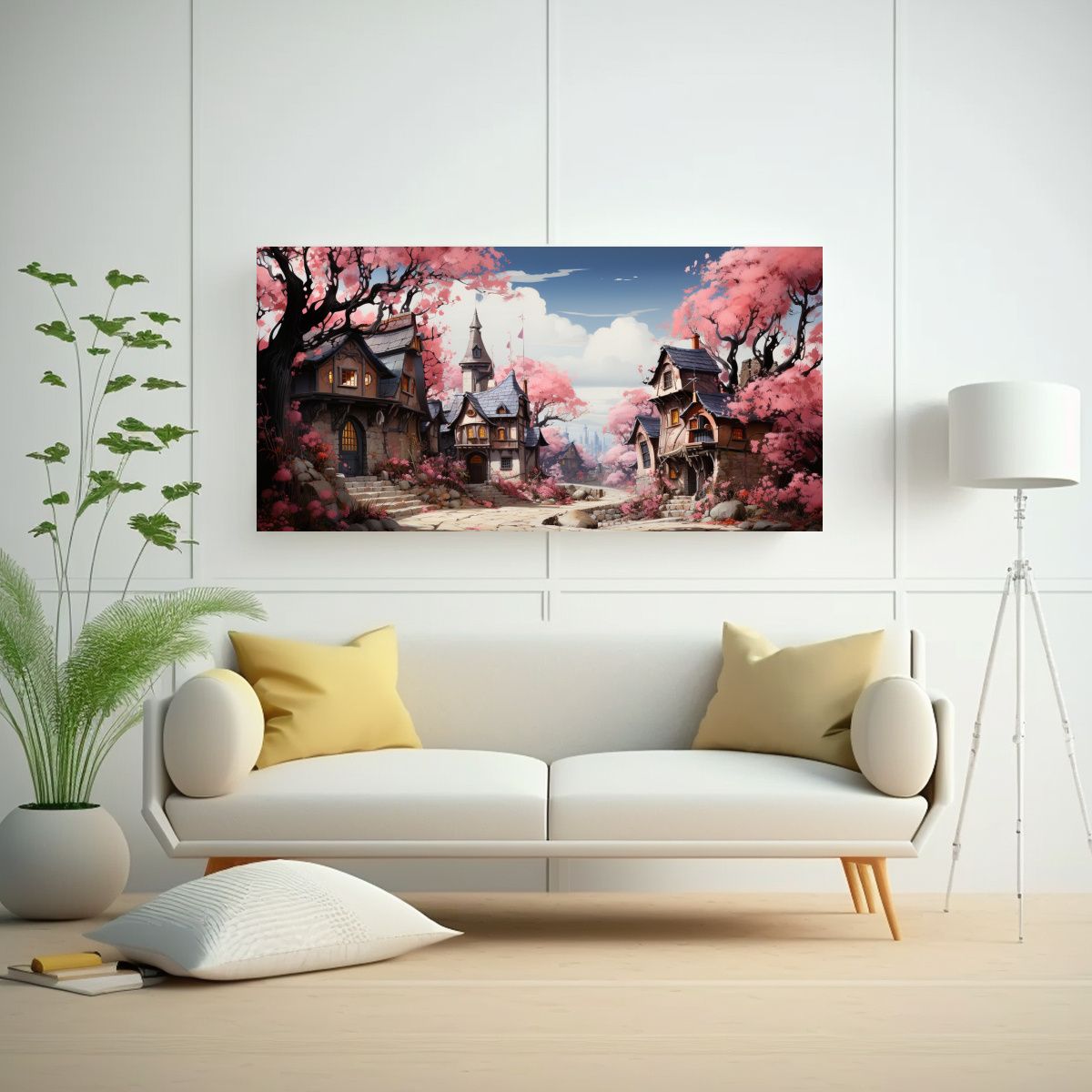 GENERICO - Tela Urbana En Bastidor Rodeada De Sobres Rosados 160x80cm