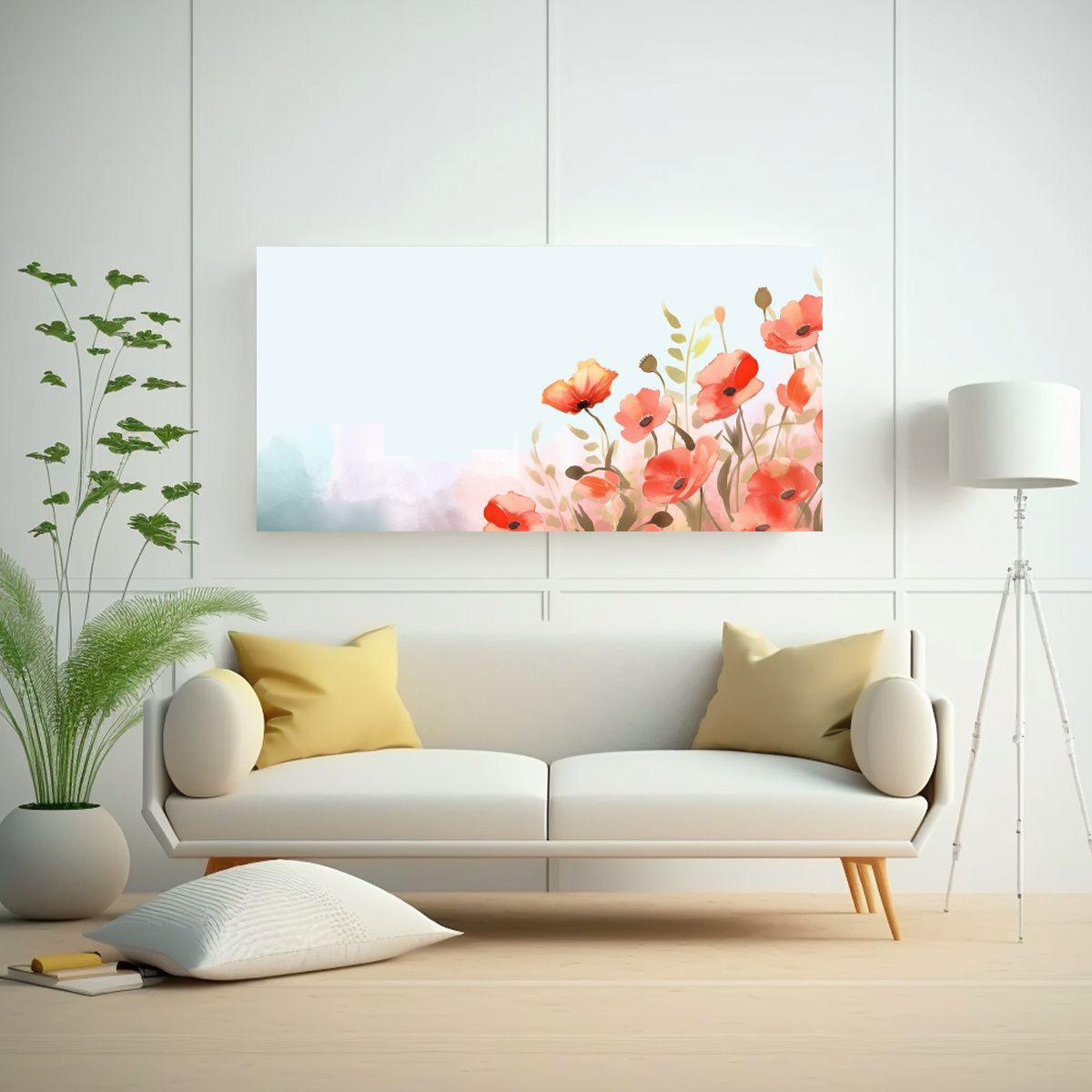 GENERICO - Composición Abstracta De Amapolas En Acuarela Con Impacto V 160x80cm