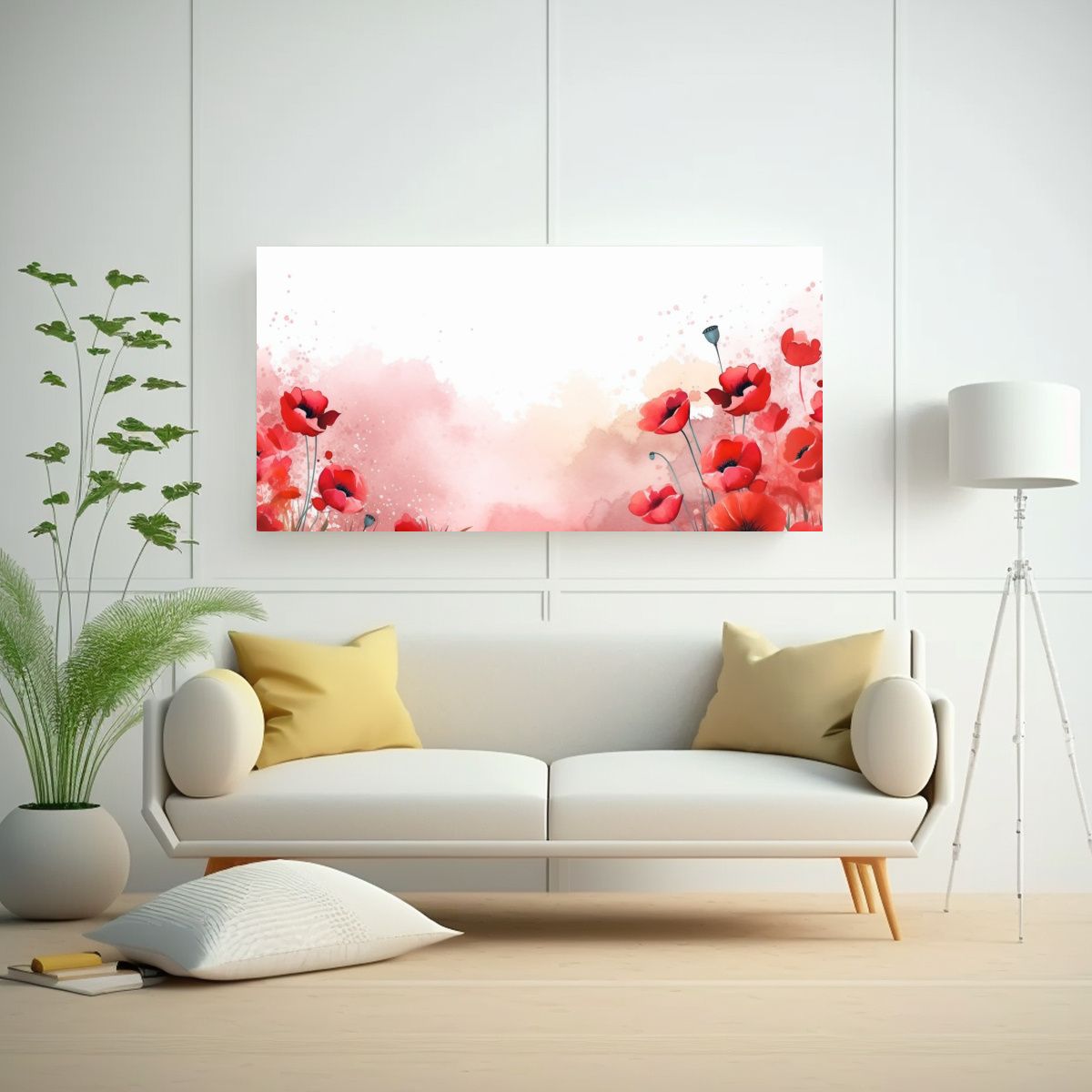 GENERICO - Pintura De Pared Poppies De Agua Con Espacio De Copia 160x80cm