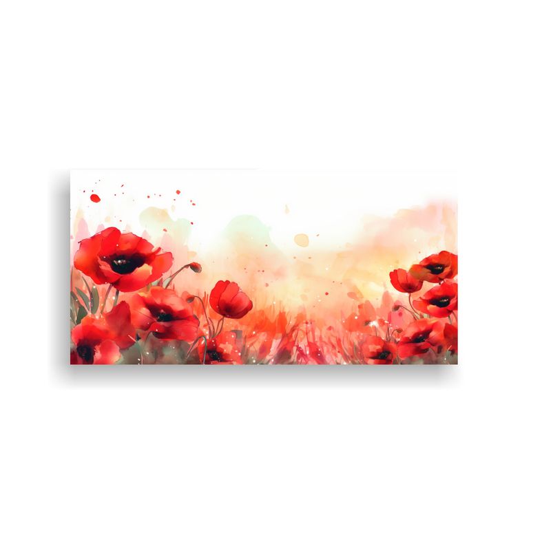GENERICO - Cuadro Moderno Calma Flores De Amapola Acuarela Con Espacio  160x80cm