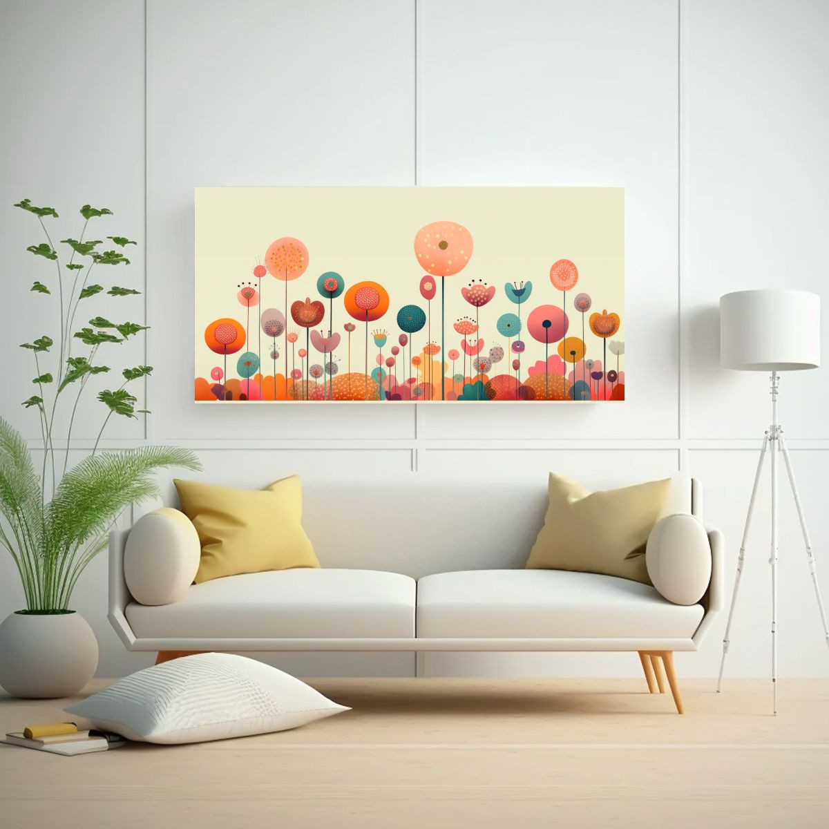 GENERICO - Cuadro Flores Jardín Estético Juguetón Arte De Pared 160x80cm