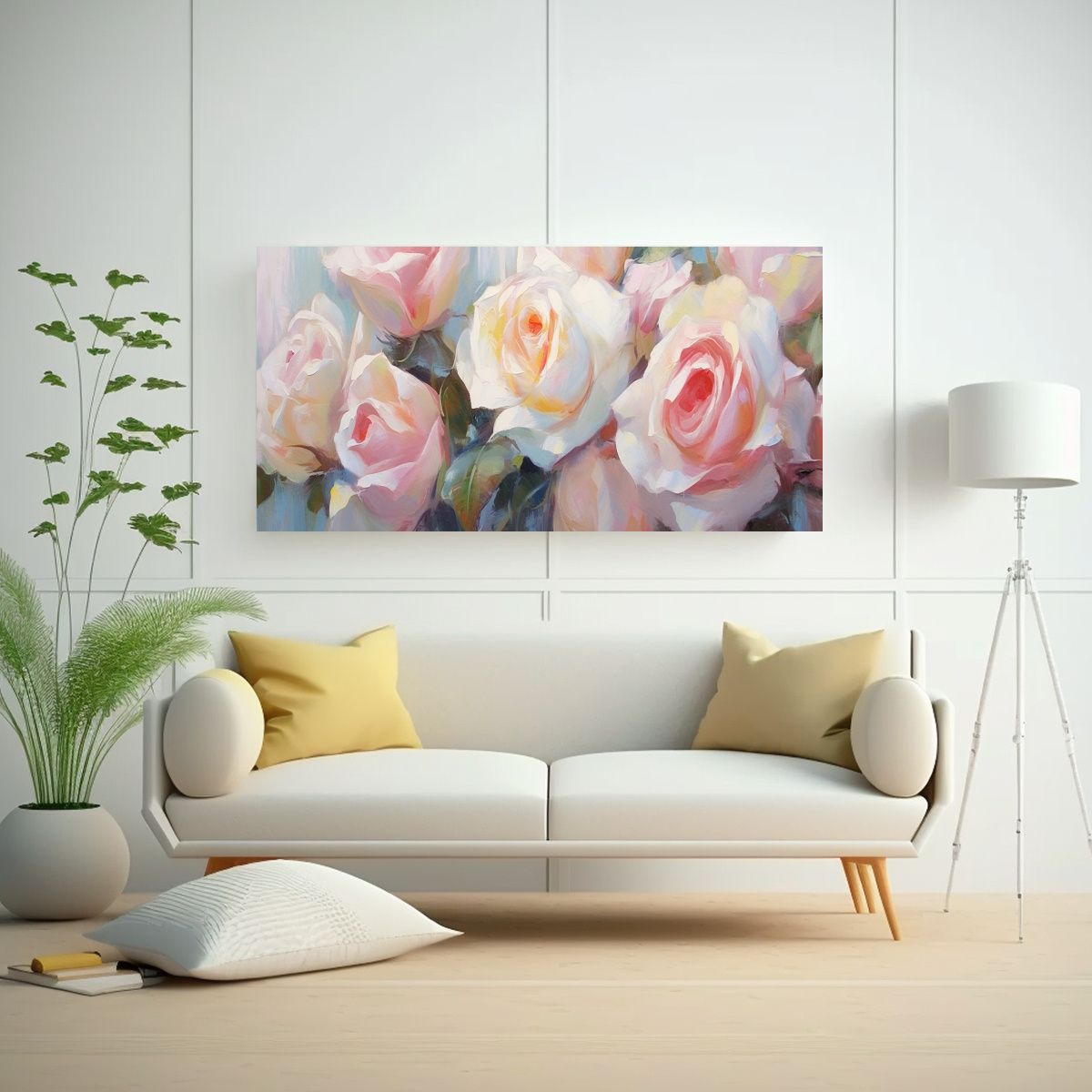 GENERICO - Pinturas Decorativas De Cuadro De Rosas Rosadas Y Blancas En 160x80cm