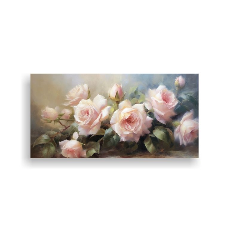 GENERICO - Cuadro Barroco De Estilo óleo En Tonos Cálidos Con Rosas B 160x80cm