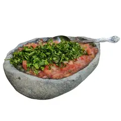 GENERICO - Mortero de cocina artesanal, piedra 3 texturas, 250cc, 4 kg