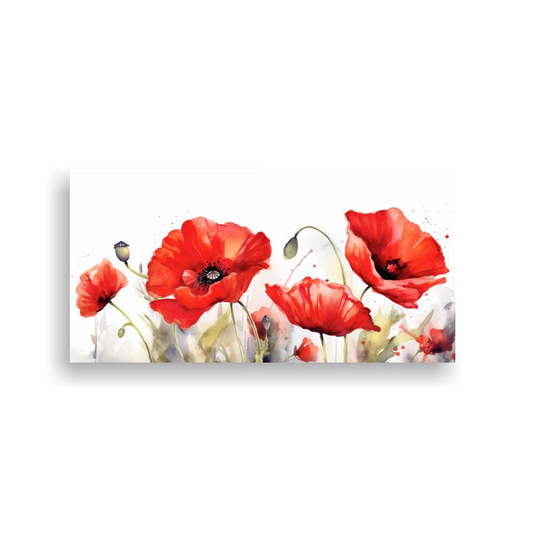 GENERICO - Cuadro Dibujo Simetría Flores De Amapola Rojas Vibrantes Al 160x80cm