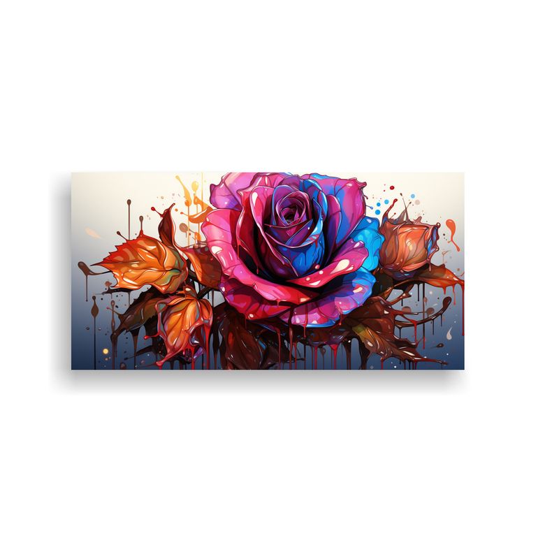 GENERICO - Pintura Decorativa De Rosa Coloreada Con Gotas En Los Pétal 160x80cm