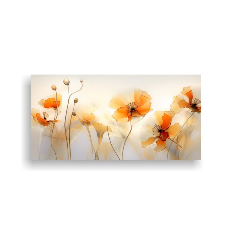 GENERICO - Cuadro Abstracto Con Flores Naranjas Translúcidas Destacada 160x80cm