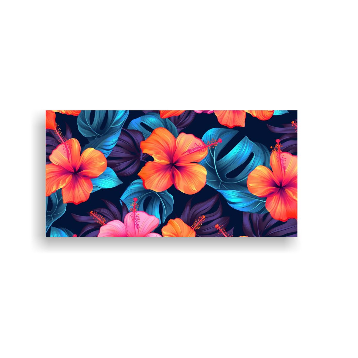 GENERICO - Lienzo Movimiento Colores Vibrantes Patrón De Flores Hibisc 160x80cm