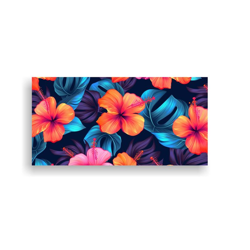 GENERICO - Lienzo Movimiento Colores Vibrantes Patrón De Flores Hibisc 160x80cm