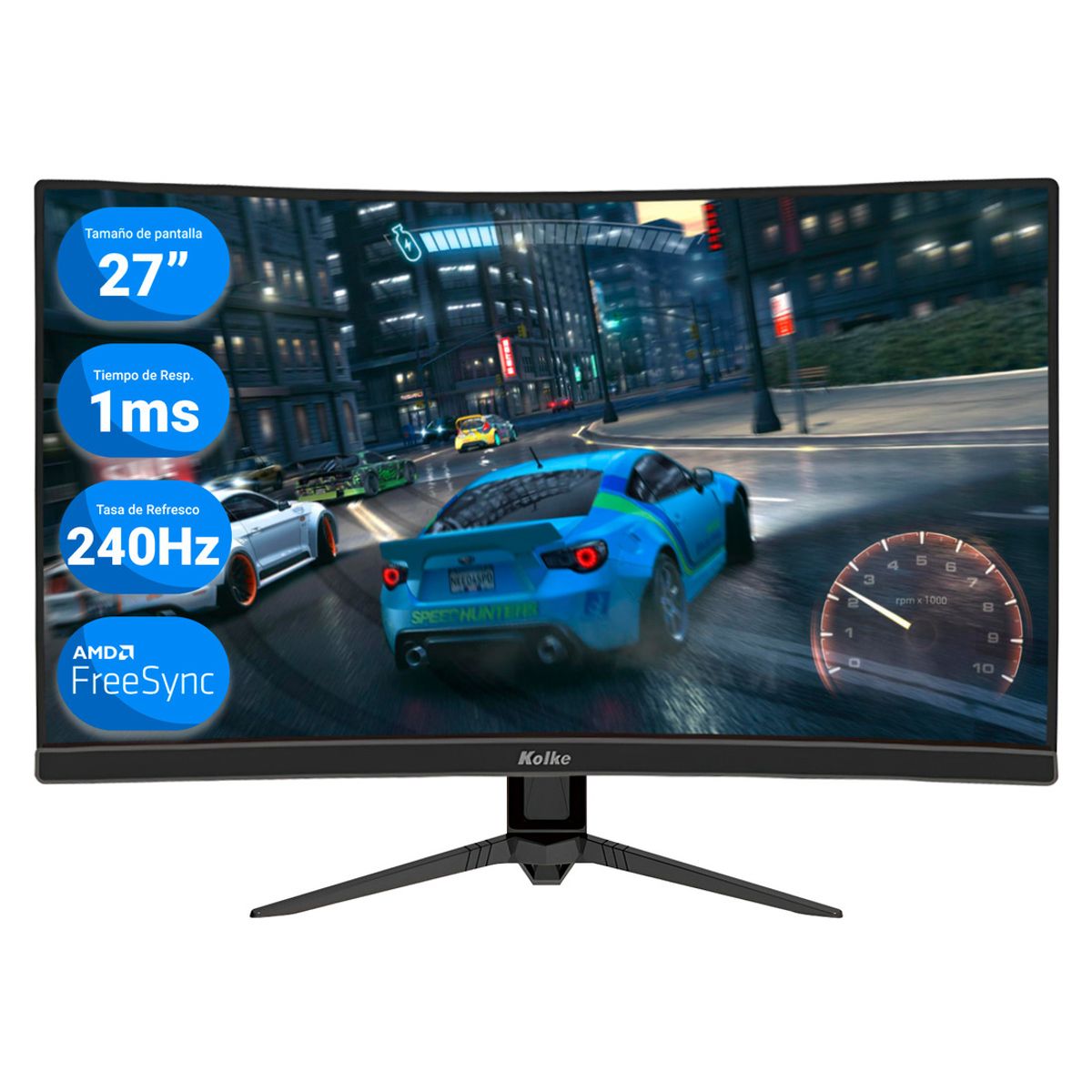 KOLKE - Monitor Gamer Curvo Kolke 27 240Hz 1Ms FHD G-Sync FreeSync