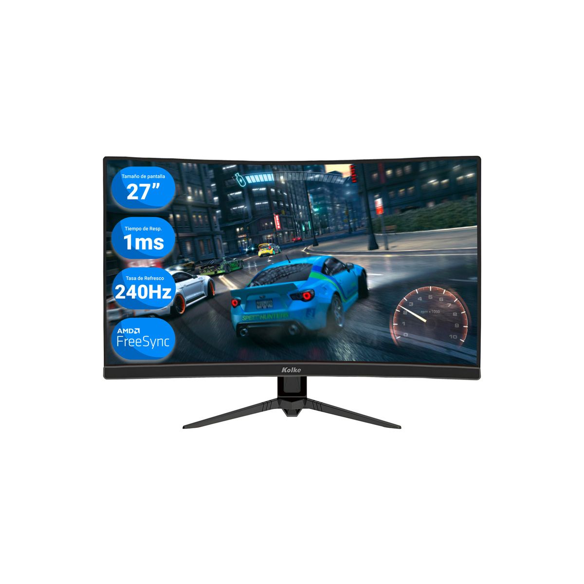 KOLKE - Monitor Gamer Curvo Kolke 27 240Hz 1Ms FHD G-Sync FreeSync