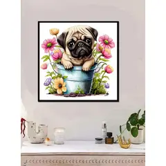 GENERICO - Kit pintura diamante o diamond painting de diseño de perrito en balde