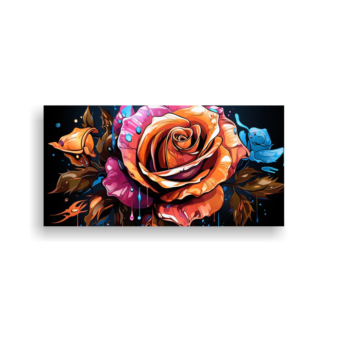 GENERICO - Cuadro Horizontal Creatividad: Diseño De Rosa Estilo Graffi 160x80cm