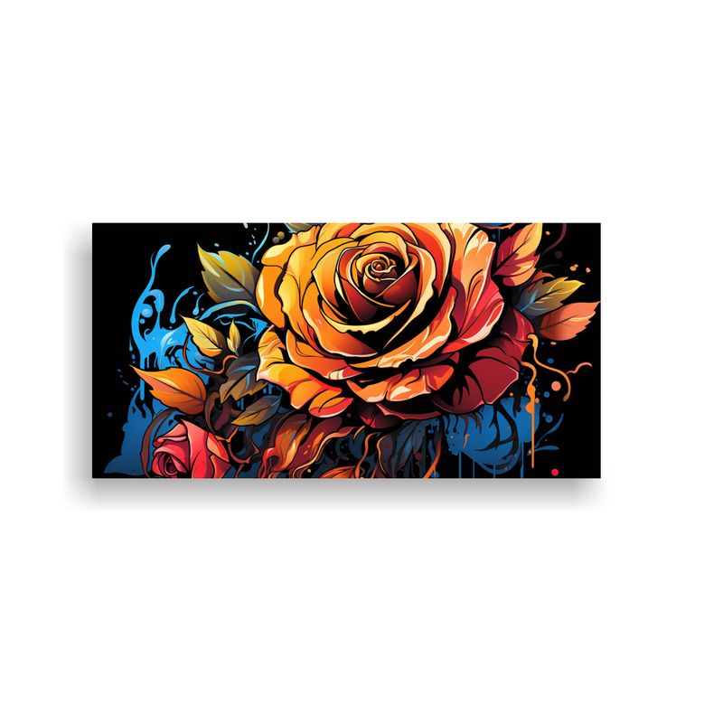 GENERICO - Lienzo De Tela: Composición Living Design Con Rosa Graffiti 160x80cm