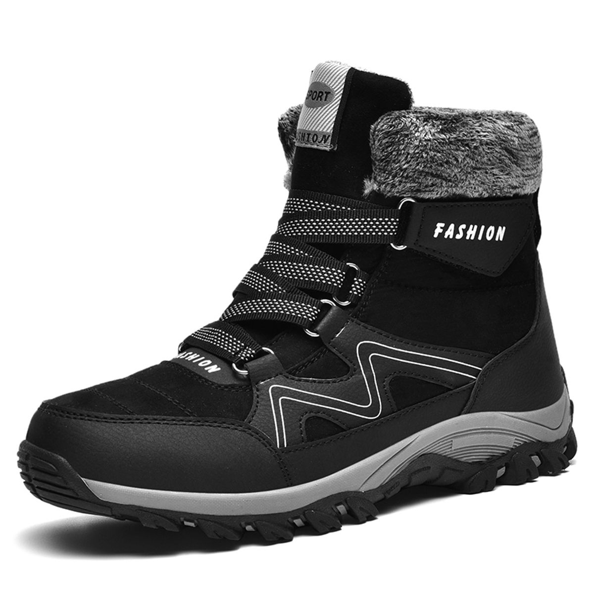 SHANDIAN - Zapatillas hombre botas de montaña Impermeable Negro