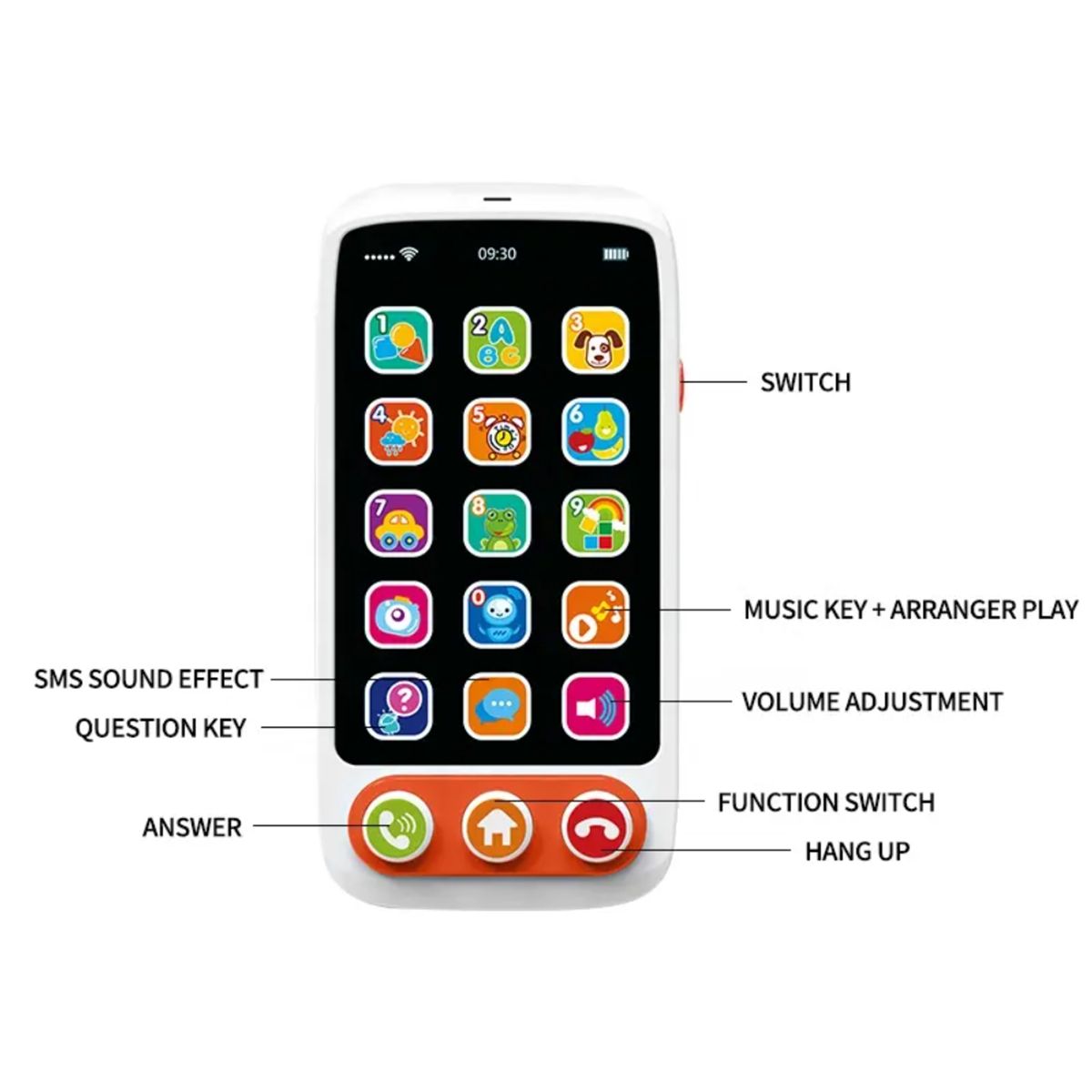 SPACEZAT - Teléfono Celular de Juguete Musical con Luces y Sonidos