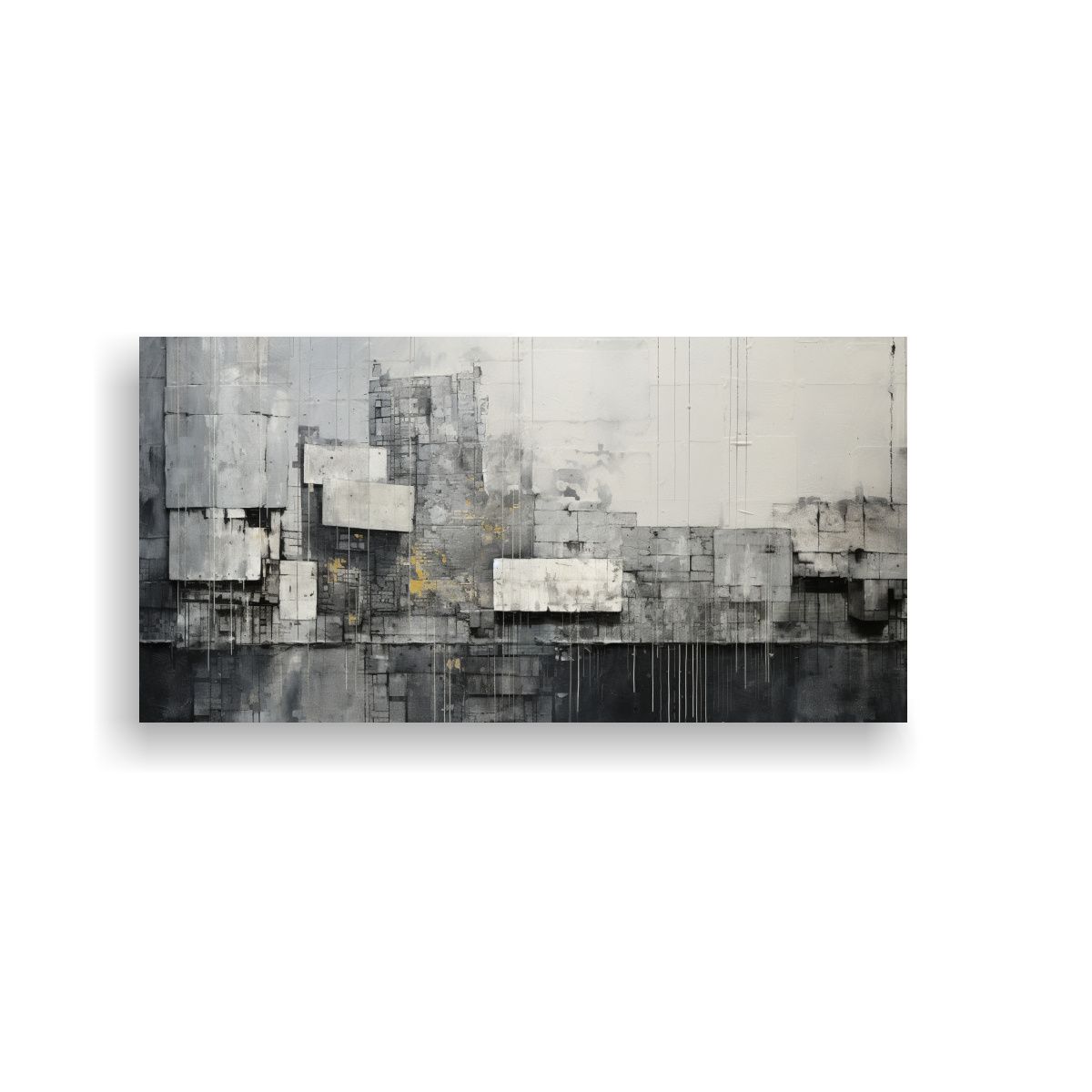 GENERICO - Cuadro Abstracto Con Collage De Texturas En Tonos Grises Urb 160x80cm