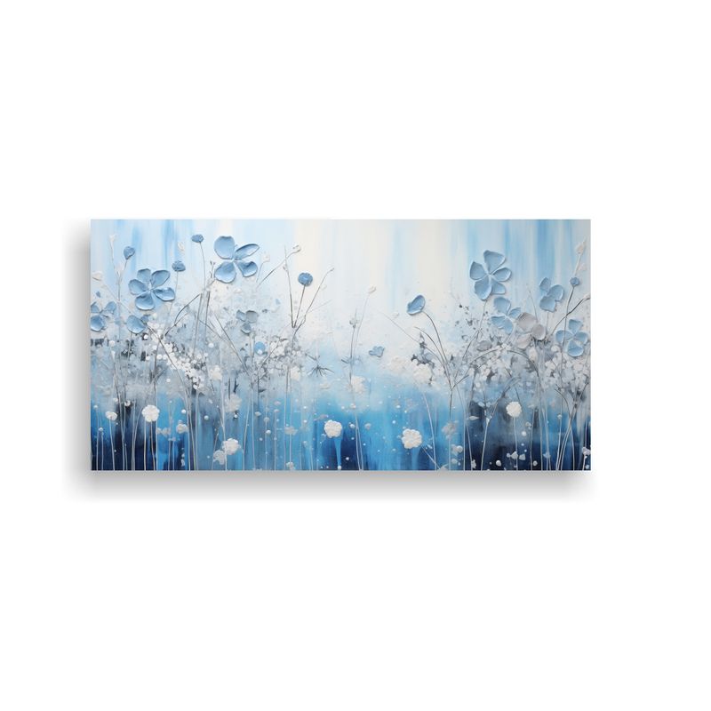 GENERICO - Pintura Acuarela Dormitorio En Tonos Azules Y Plateados Esti 160x80cm