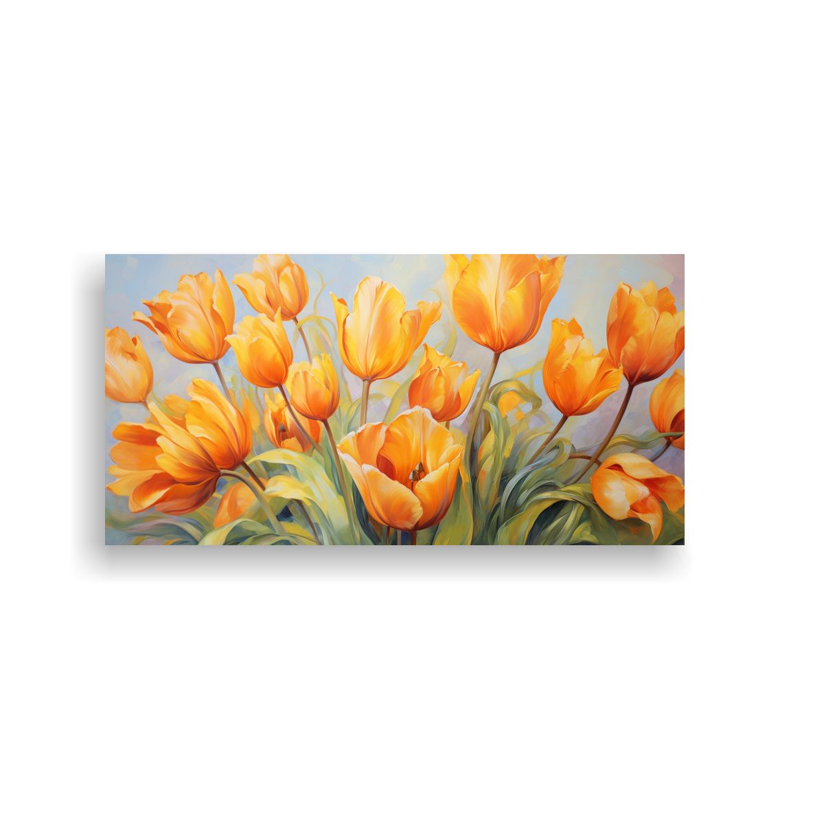 GENERICO - Pintura En Lienzo De TULIPANES Naranjas En Estilo Decorativo 160x80cm