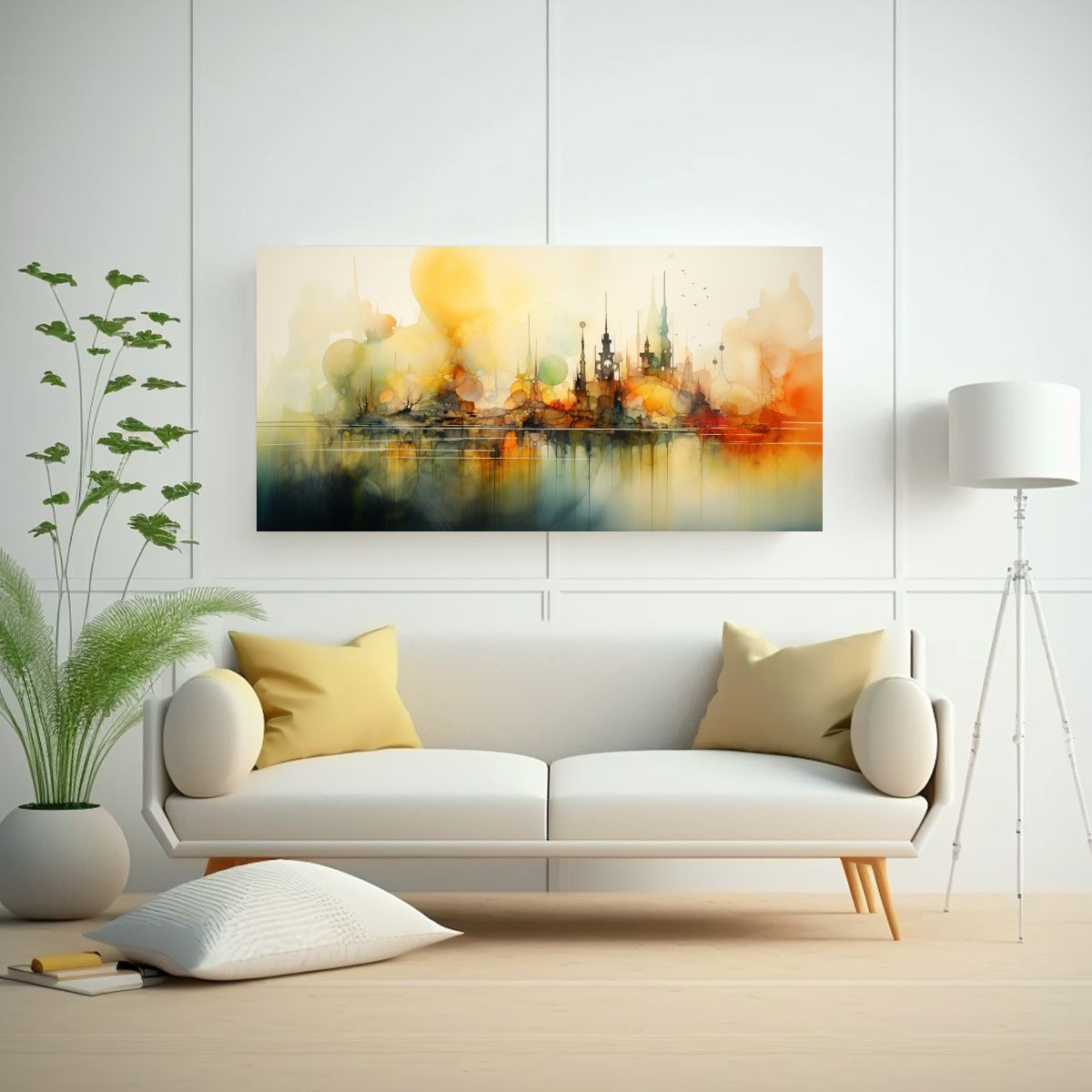 GENERICO - Pintura Decorativa De Paisaje Abstracto Acuarela Para Hogar 160x80cm