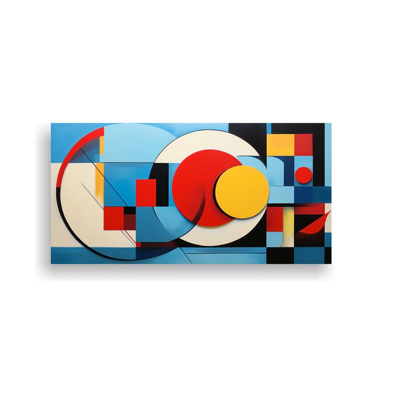 GENERICO - Cuadro Abstracto Geométrico Con Colores Primarios Intensos 160x80cm