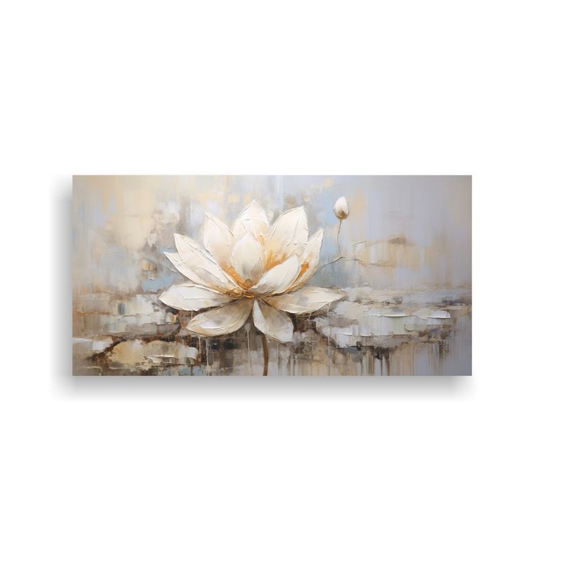 GENERICO - Pintura De Lienzo De Tela De Loto Blanco En Estilo Moderno 160x80cm