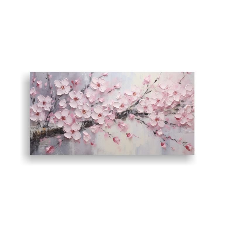 GENERICO - Pintura En Lienzo De Flores De Cerezo Rosa Con Elegante Patr 160x80cm